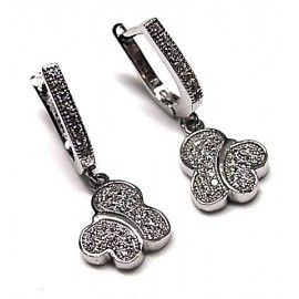 Pendientes de Plata rodiada Mariposa con Circonitas micro
